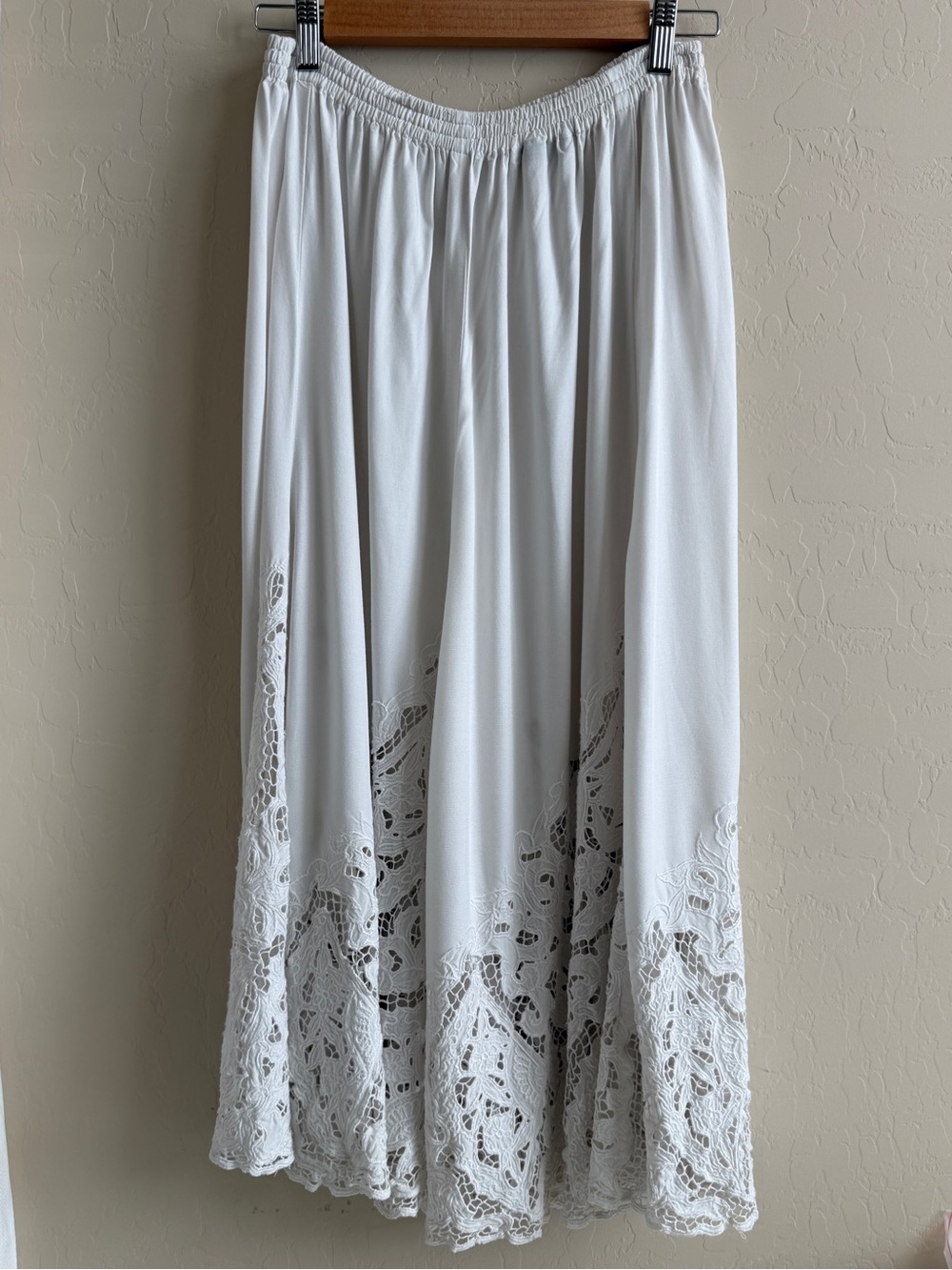 Vintage White Martha Riestra Openwork Hem Maxi Skirt Medium